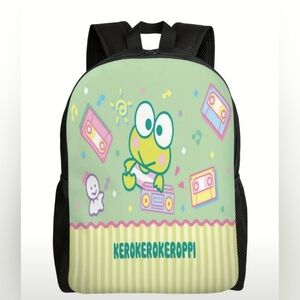 Sanrio Casual Backpack, Keroppi With Tape Print Large Capacity Computer Backpack